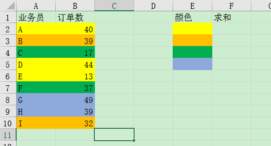 excel颜色求和公式